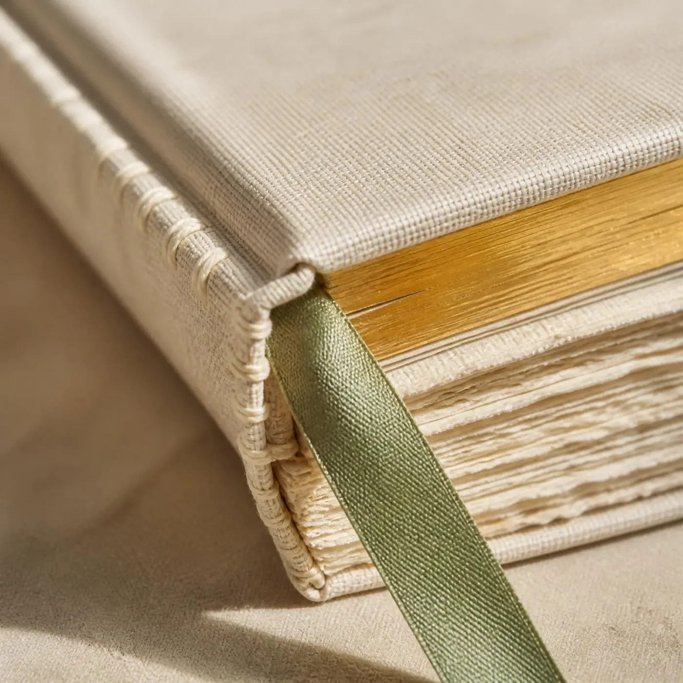 Close-up of the journal's binding and open pages.